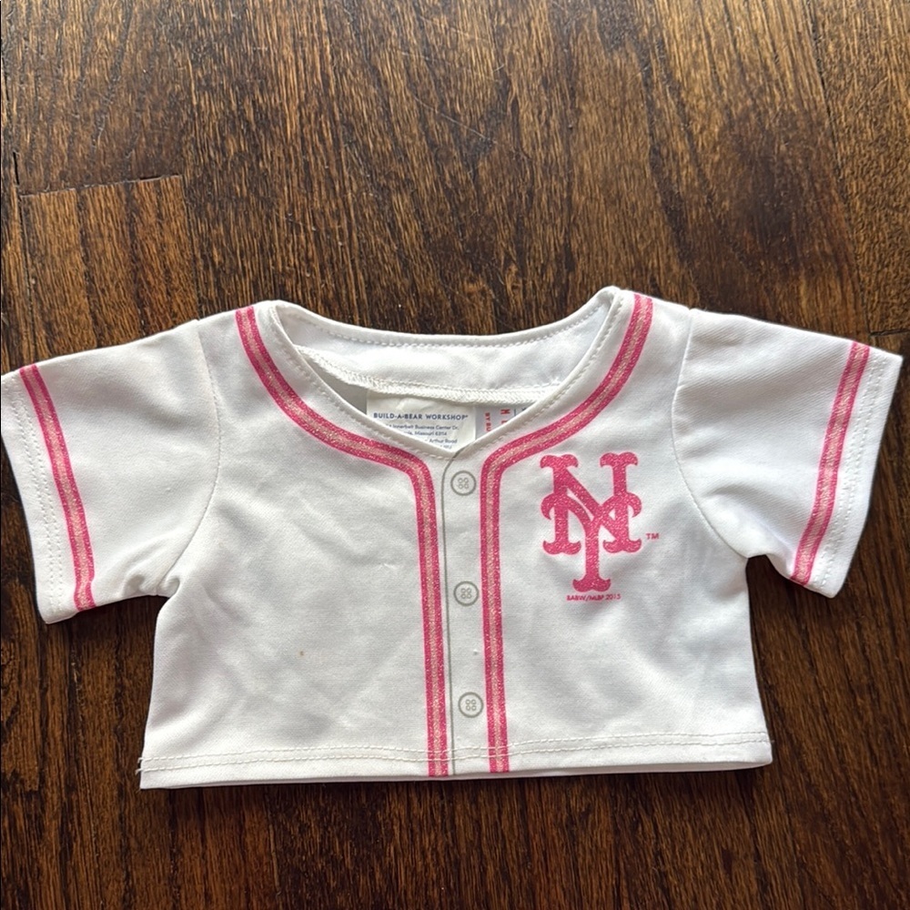 Build a bear top for bear White and Pink Baseball Shirt